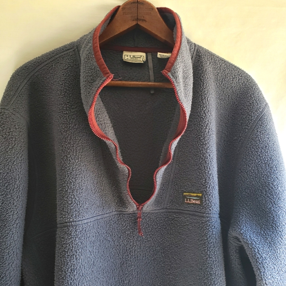 L. L. Bean Mens 1/4 Zip Pullover Outerwear Sweater Blue Long Sleeve XXL Tall